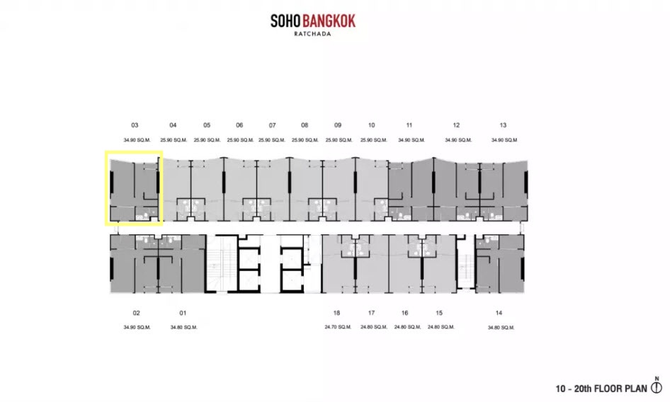 Soho Bangkok Ratchada | MRT Huai khwang | ห้องมุม #O